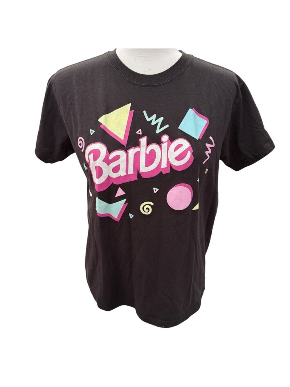 Barbie Graphic Fitted Tee Retro Logo Y2K Style Black Size L - Picture 2 of 4